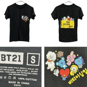 BT21 Line Friends Graphic Tee K Pop Cotton Black Short Sleeve Crew Neck Unisex S